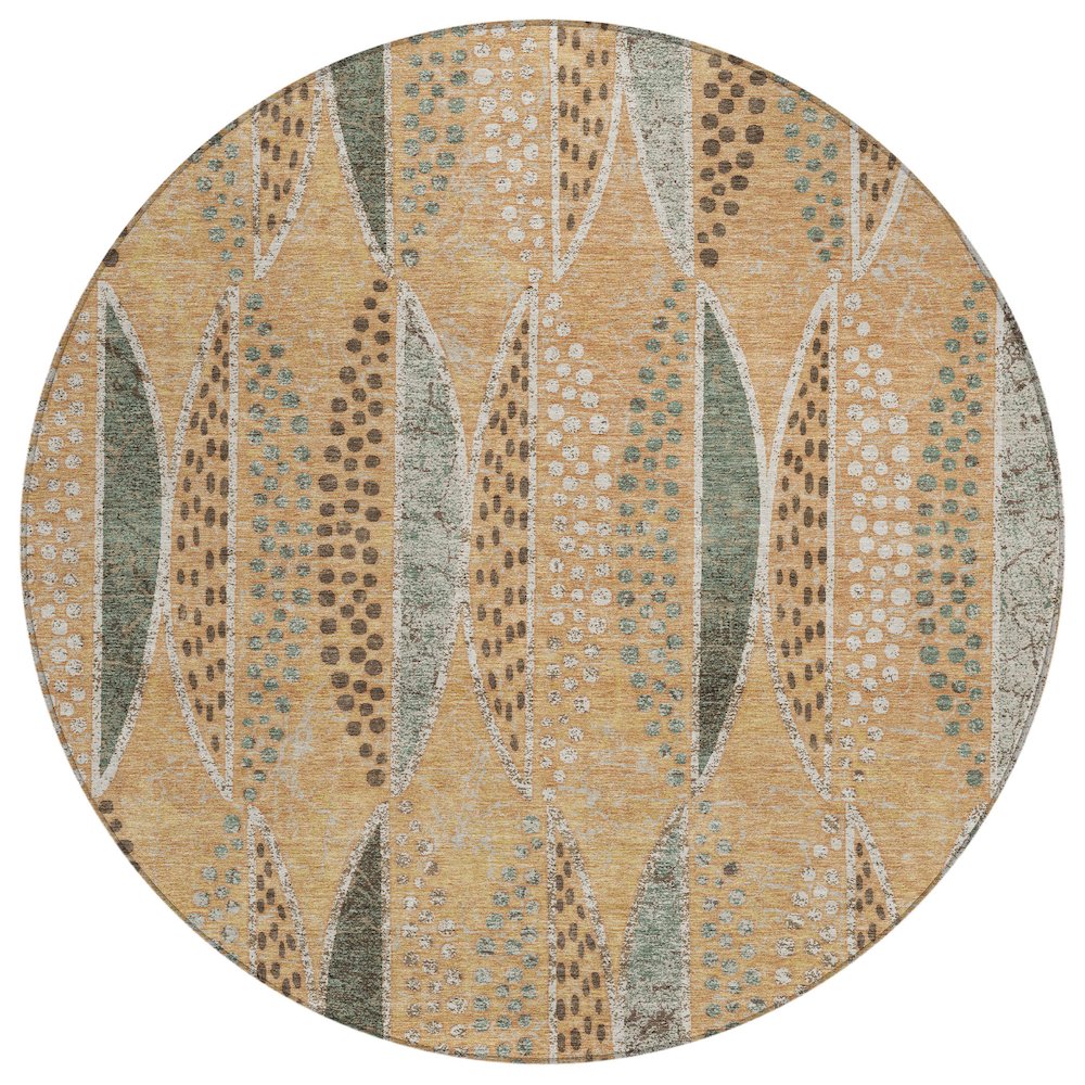 Machine Washable Indoor/Outdoor Chantille ACN2711 Orange 8' x 8' Round Rug. Picture 1