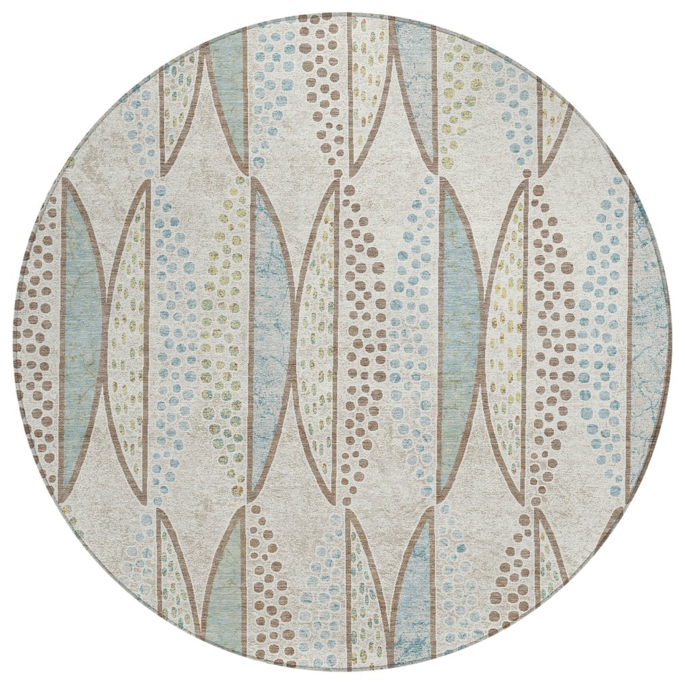 Machine Washable Indoor/Outdoor Chantille ACN2711 Ivory 8' x 8' Round Rug. Picture 1