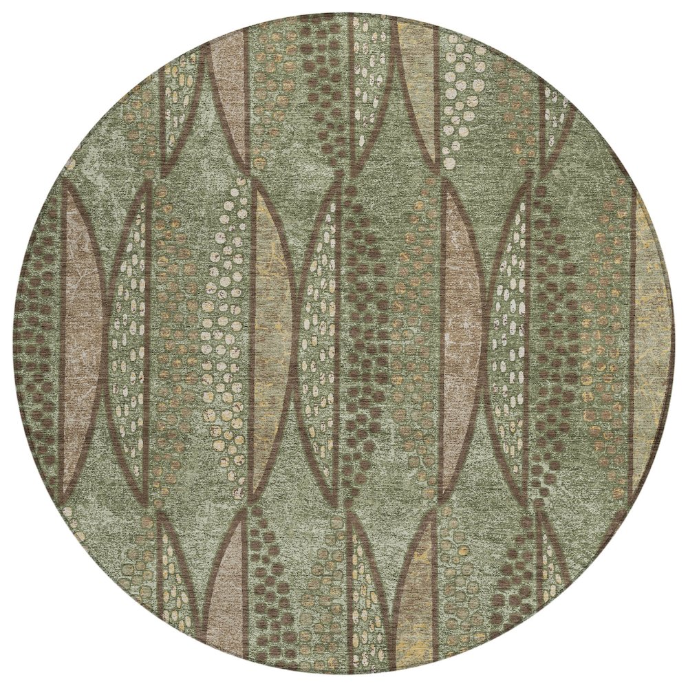 Machine Washable Indoor/Outdoor Chantille ACN2711 Green 8' x 8' Round Rug. Picture 1