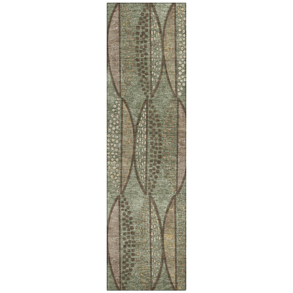 Machine Washable Indoor/Outdoor Chantille ACN2711 Green 2'3" x 7'6" Runner Rug. Picture 1