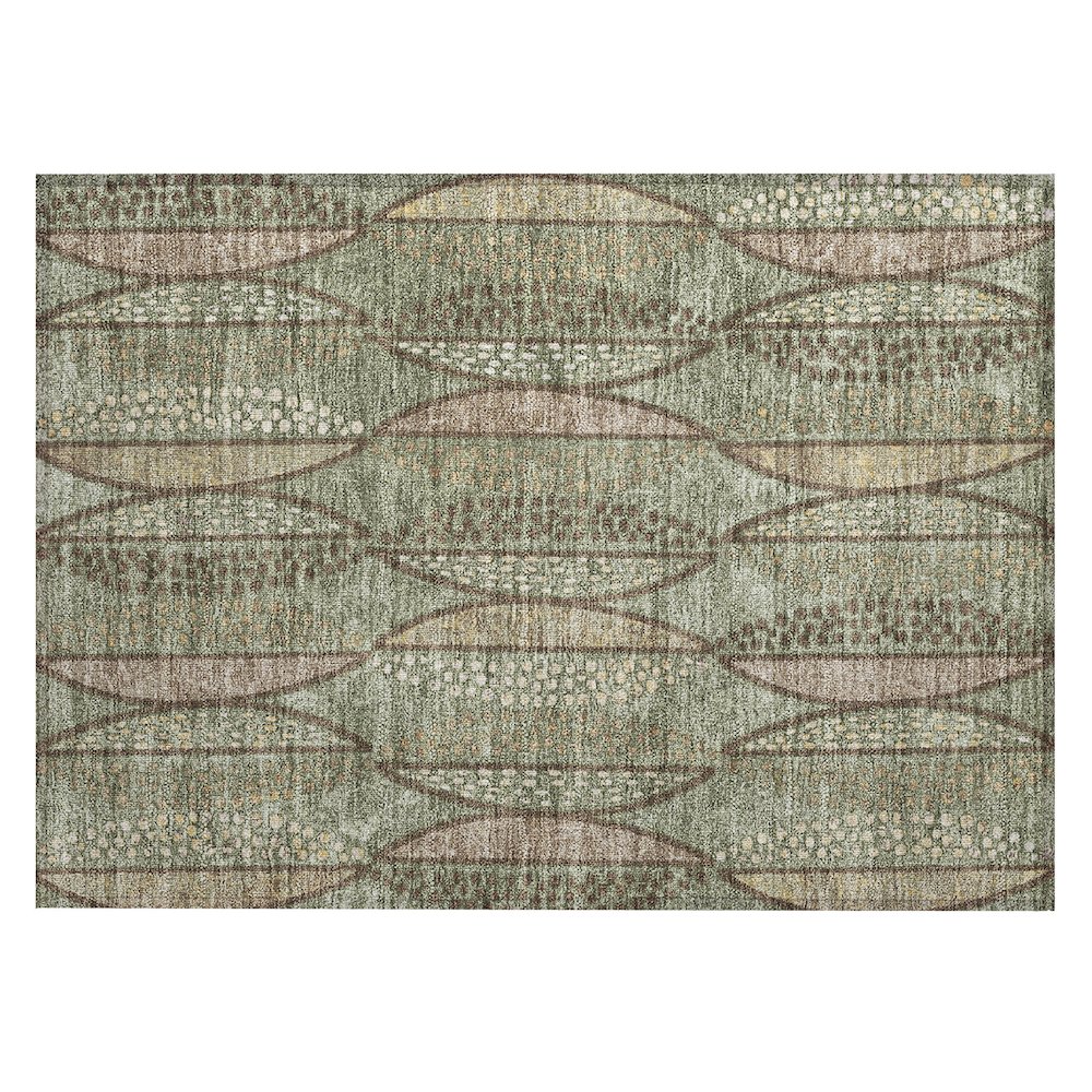 Machine Washable Indoor/Outdoor Chantille ACN2711 Green 1'8" x 2'6" Rug. Picture 1