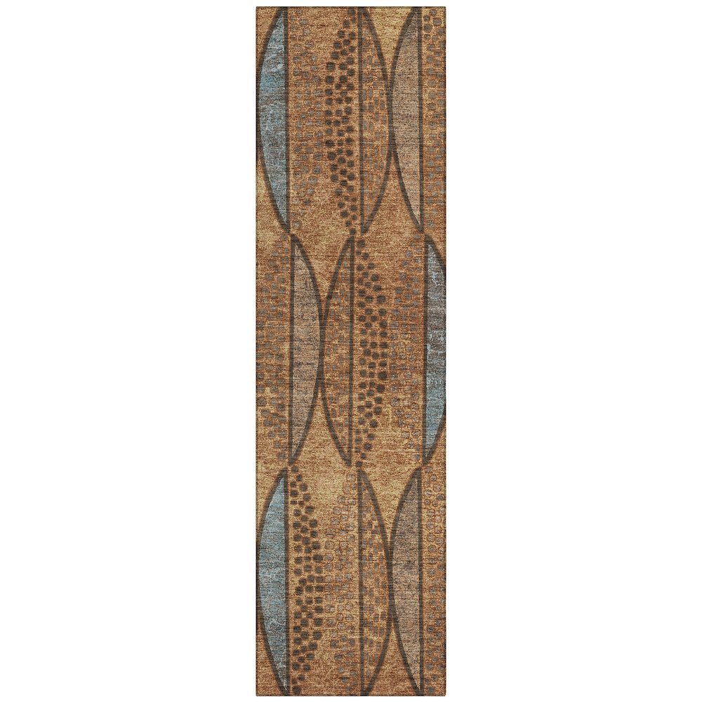 Machine Washable Indoor/Outdoor Chantille ACN2711 Orange 2'3" x 7'6" Runner Rug. Picture 1
