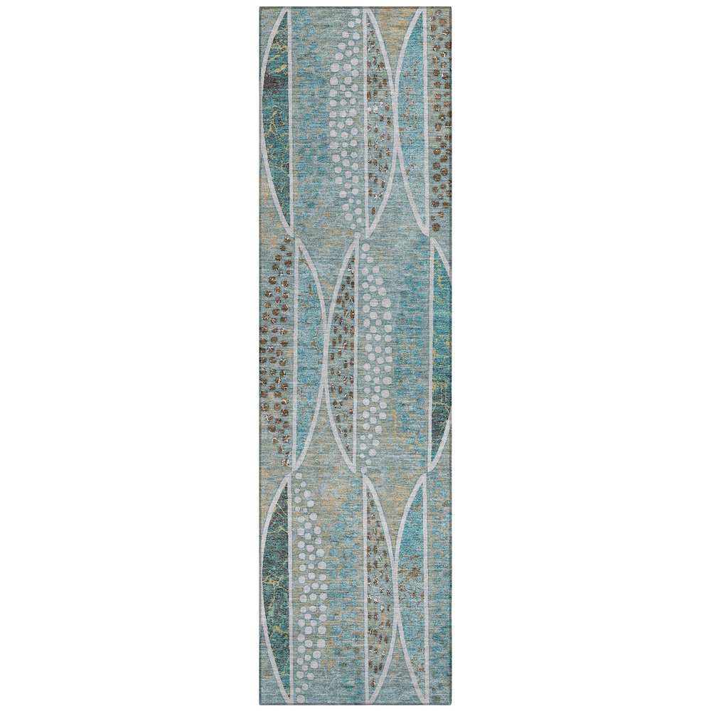 Machine Washable Indoor/Outdoor Chantille ACN2711 Teal 2'3" x 7'6" Runner Rug. Picture 1