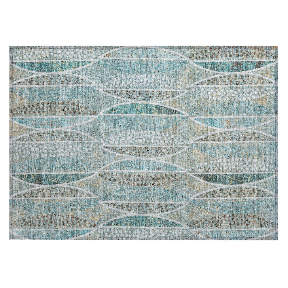 Machine Washable Indoor/Outdoor Chantille ACN2711 Teal 1'8" x 2'6" Rug. Picture 1