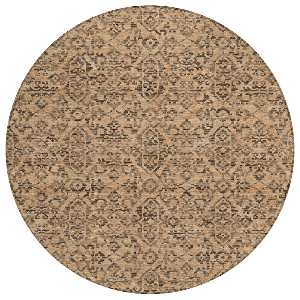 Machine Washable Indoor/Outdoor Chantille ACN2712 Orange 8' x 8' Round Rug. Picture 1