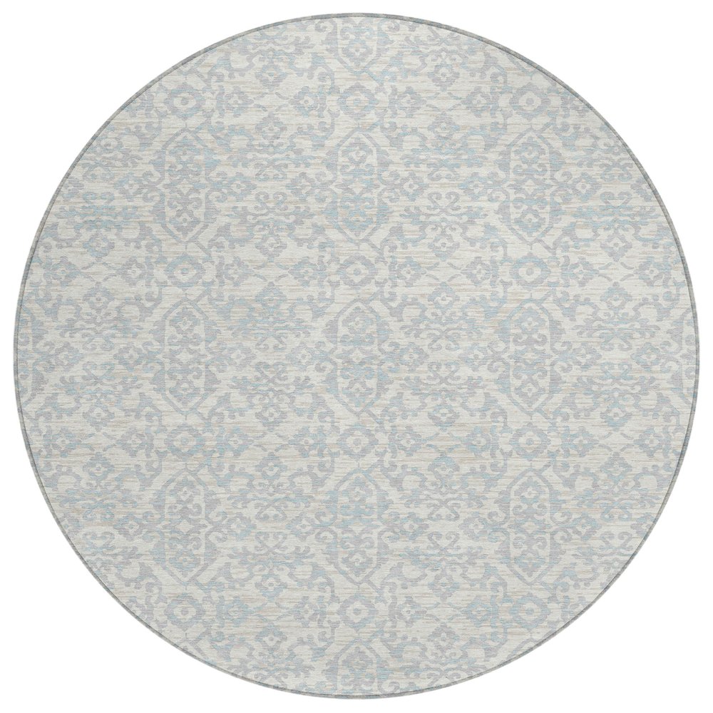 Machine Washable Indoor/Outdoor Chantille ACN2712 Ivory 8' x 8' Round Rug. Picture 1