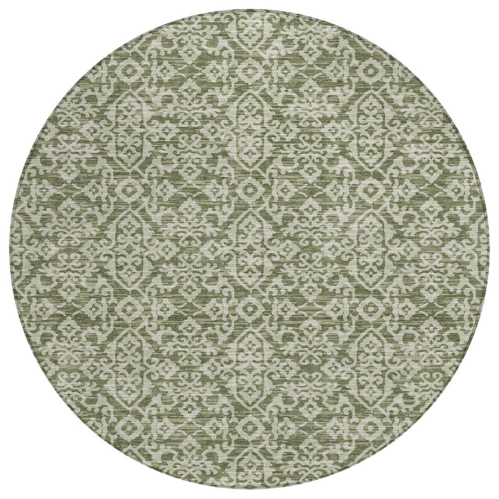 Machine Washable Indoor/Outdoor Chantille ACN2712 Green 8' x 8' Round Rug. Picture 1