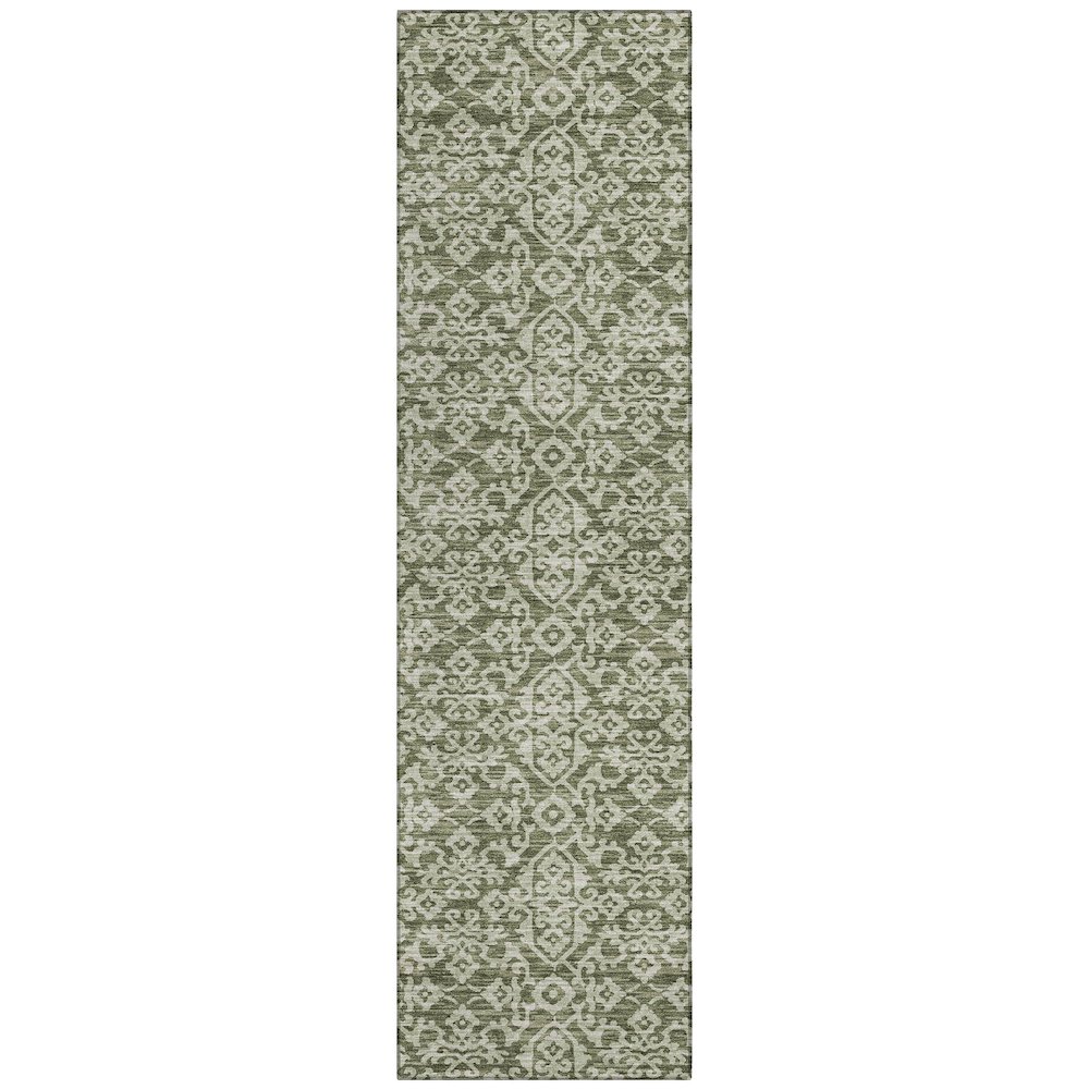 Machine Washable Indoor/Outdoor Chantille ACN2712 Green 2'3" x 7'6" Runner Rug. Picture 1
