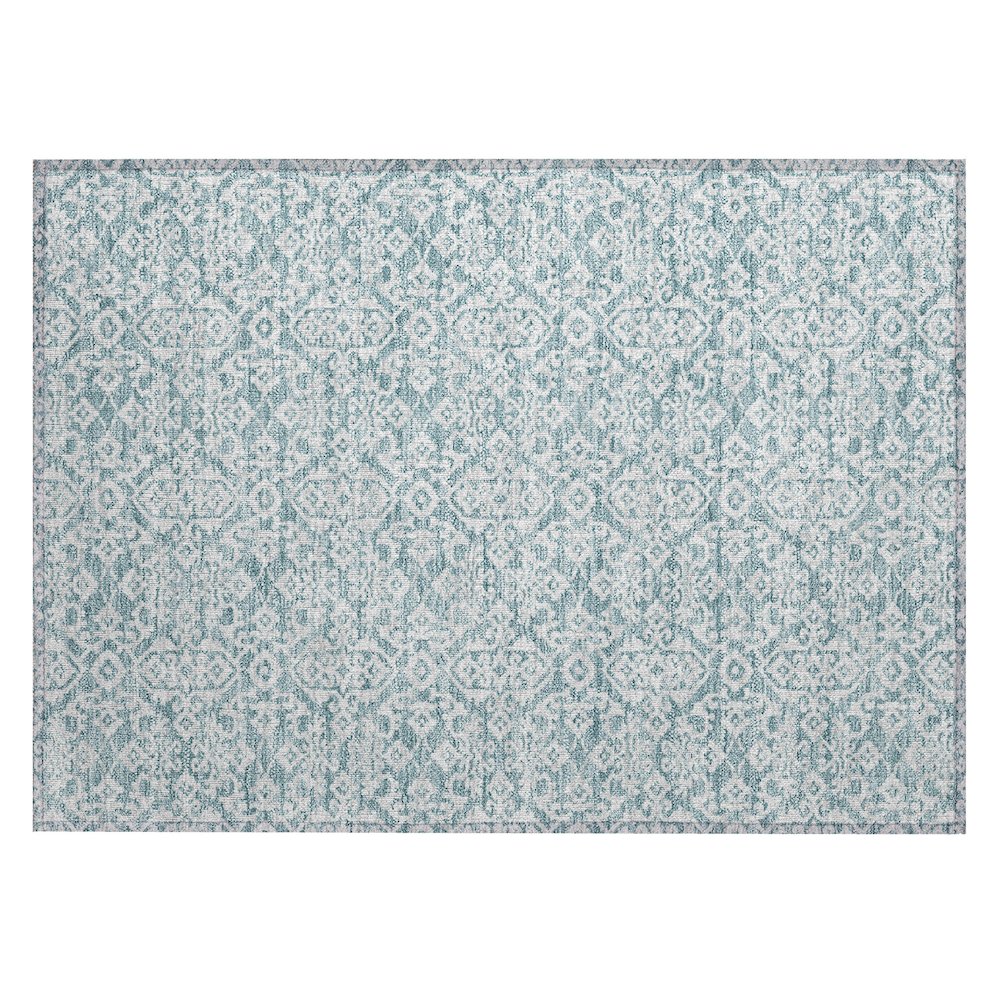 Machine Washable Indoor/Outdoor Chantille ACN2712 Teal 1'8" x 2'6" Rug. Picture 1