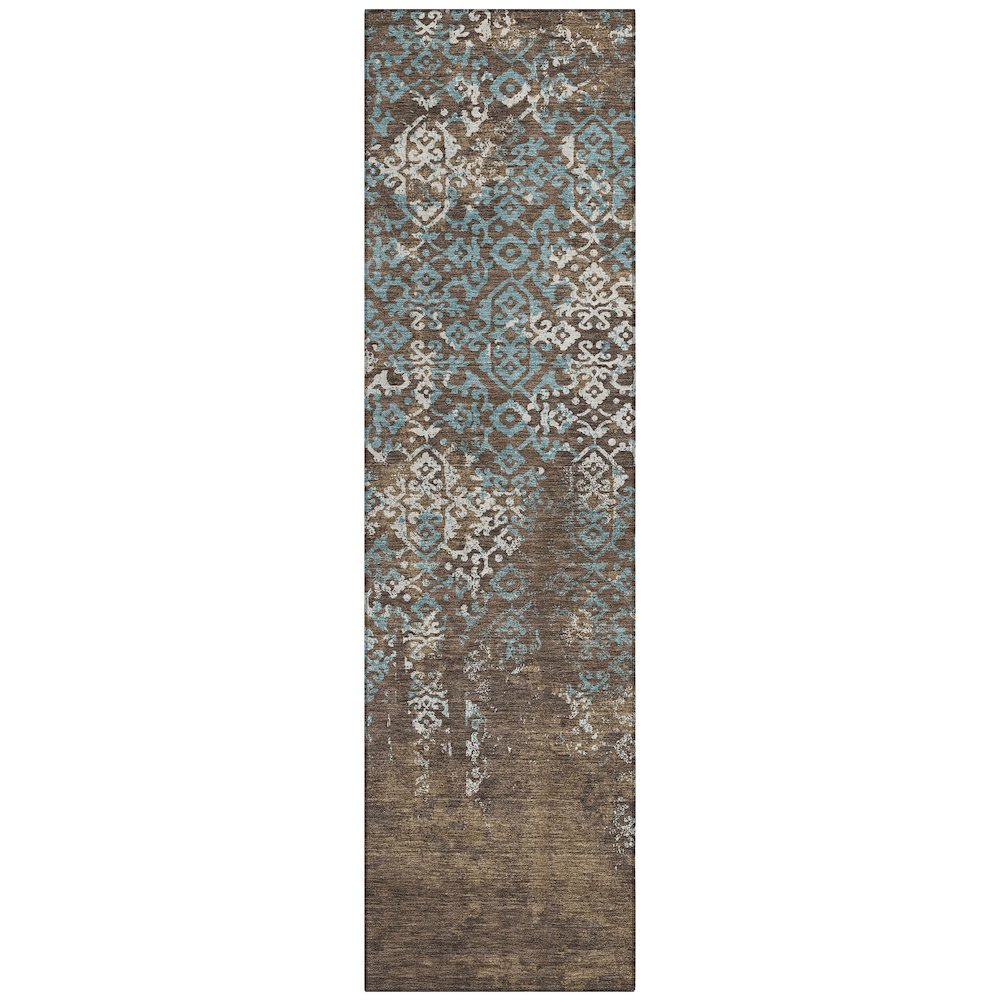 Machine Washable Indoor/Outdoor Chantille ACN2713 Brown 2'3" x 7'6" Runner Rug. Picture 1
