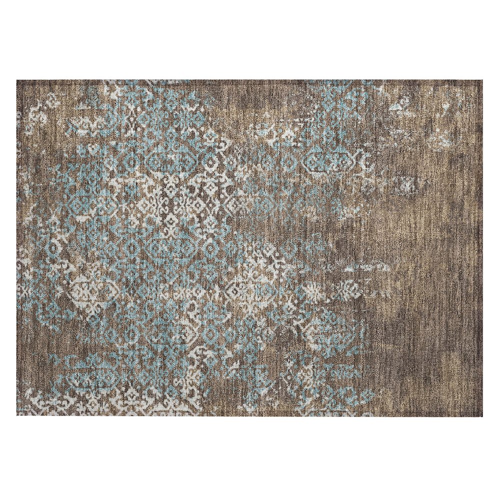 Machine Washable Indoor/Outdoor Chantille ACN2713 Brown 1'8" x 2'6" Rug. Picture 1