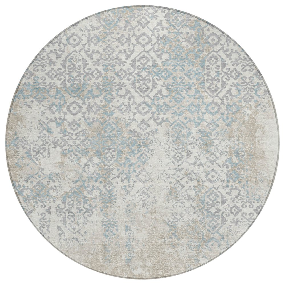 Machine Washable Indoor/Outdoor Chantille ACN2713 Ivory 8' x 8' Round Rug. Picture 1