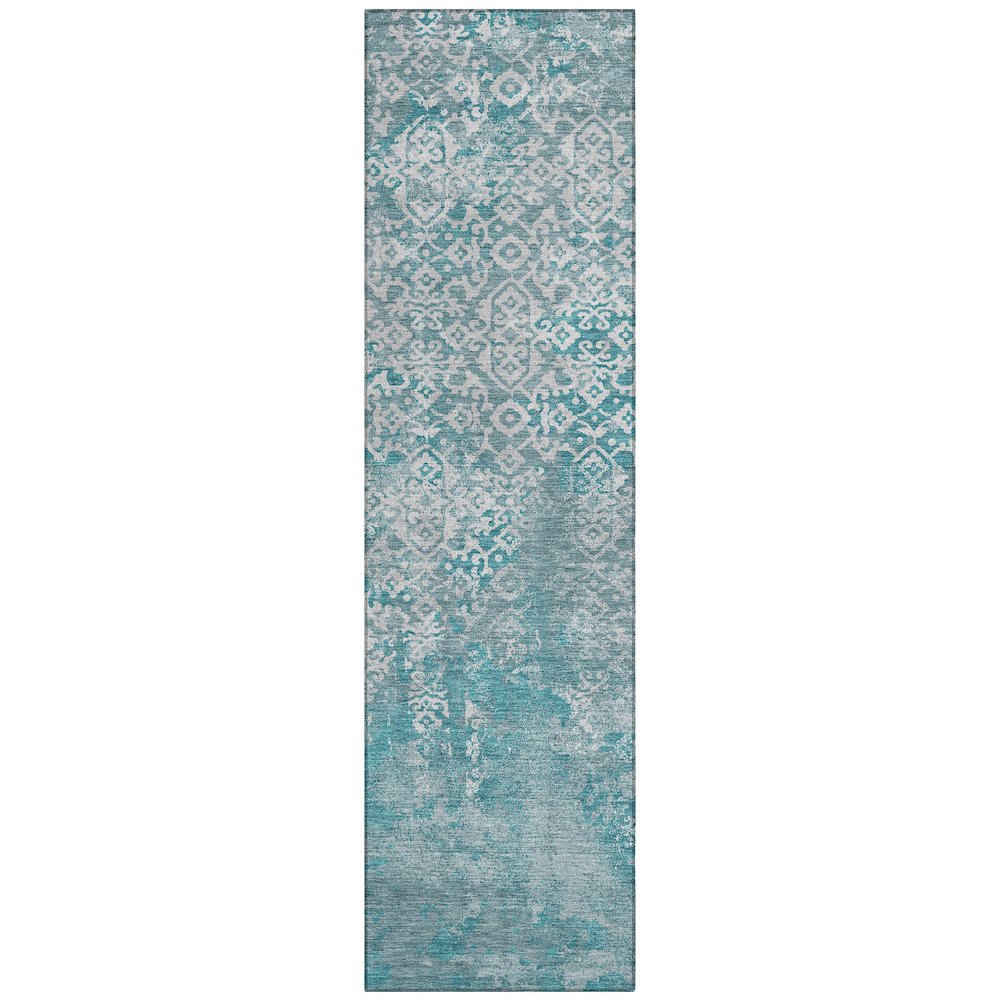 Machine Washable Indoor/Outdoor Chantille ACN2713 Teal 2'3" x 7'6" Runner Rug. Picture 1