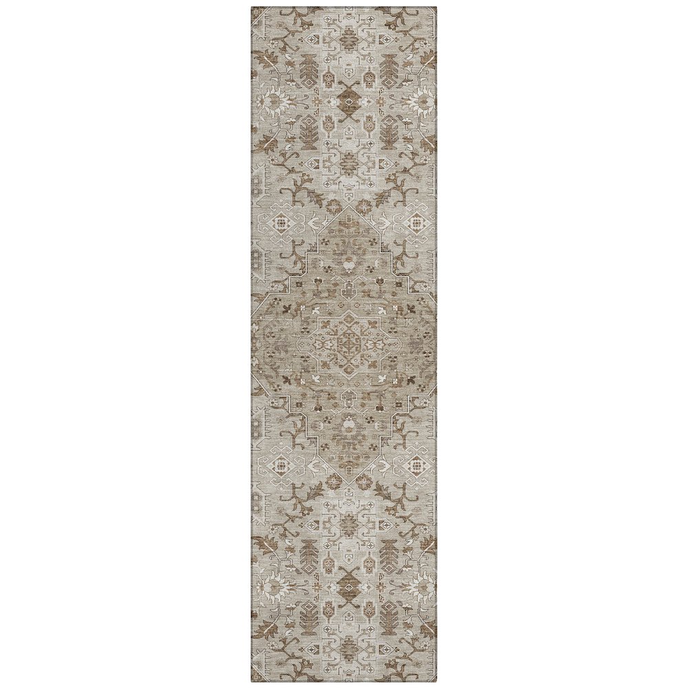 Machine Washable Indoor/Outdoor Chantille ACN2714 Brown 2'3" x 7'6" Runner Rug. Picture 1