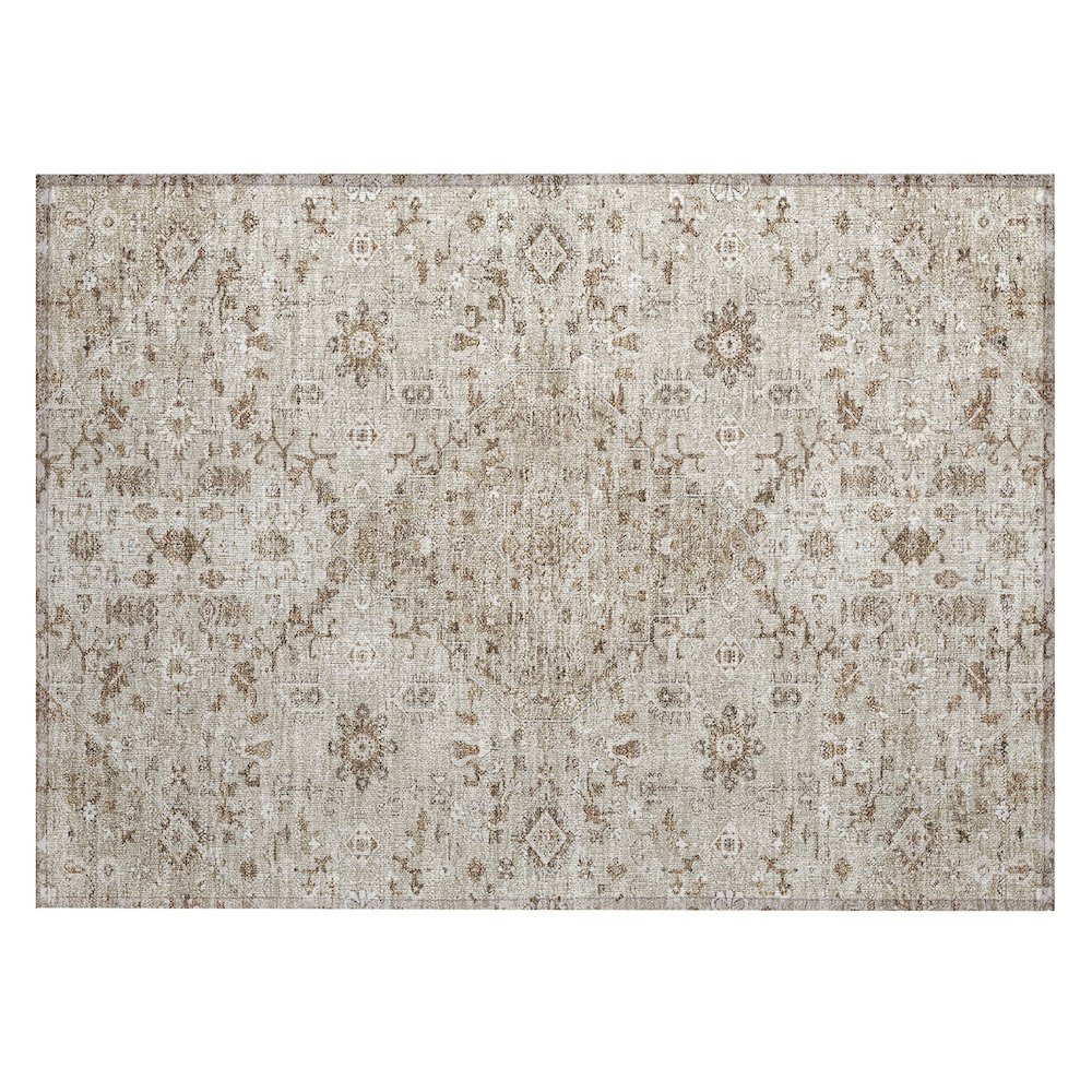 Machine Washable Indoor/Outdoor Chantille ACN2714 Brown 1'8" x 2'6" Rug. Picture 1