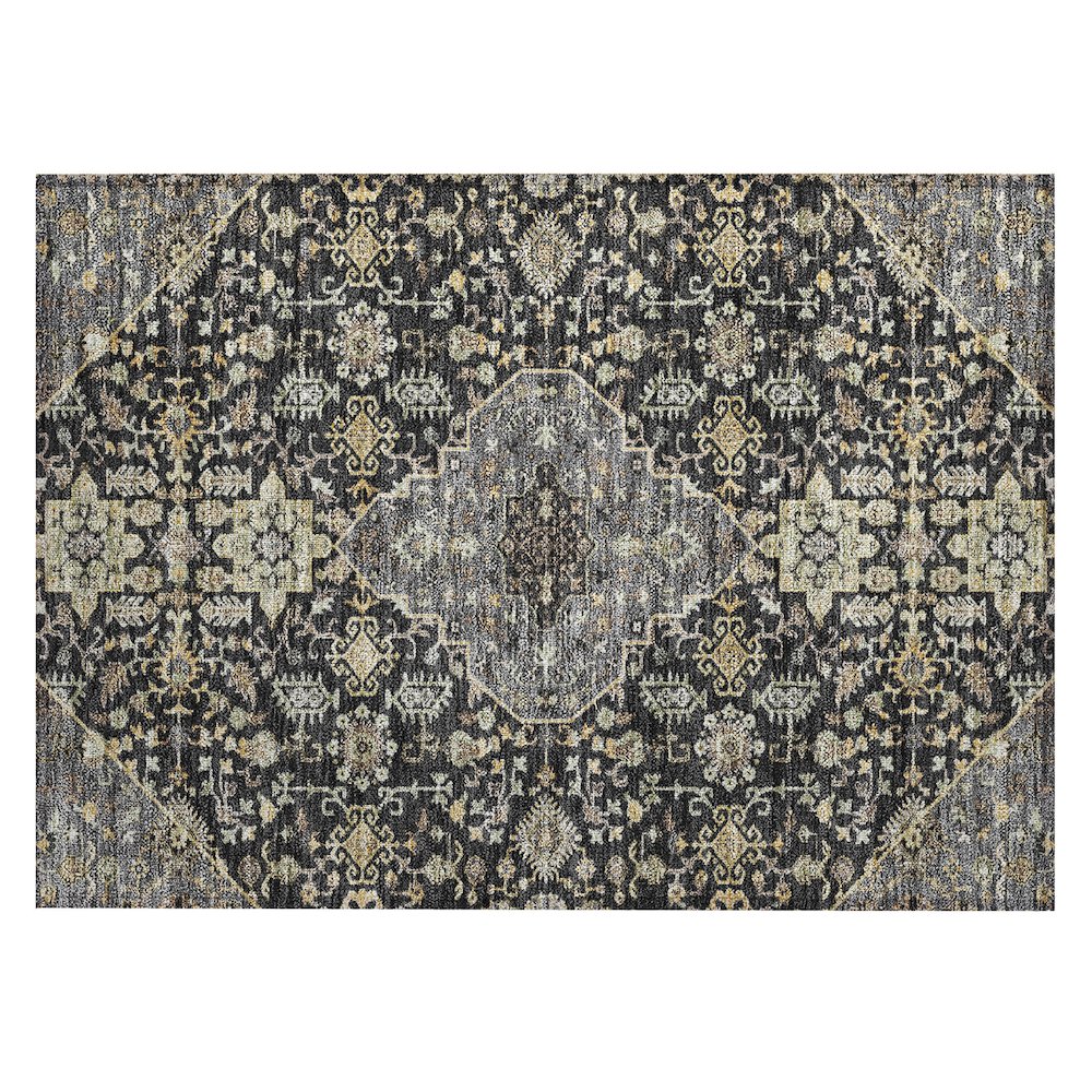 Machine Washable Indoor/Outdoor Chantille ACN2714 Black 1'8" x 2'6" Rug. Picture 1