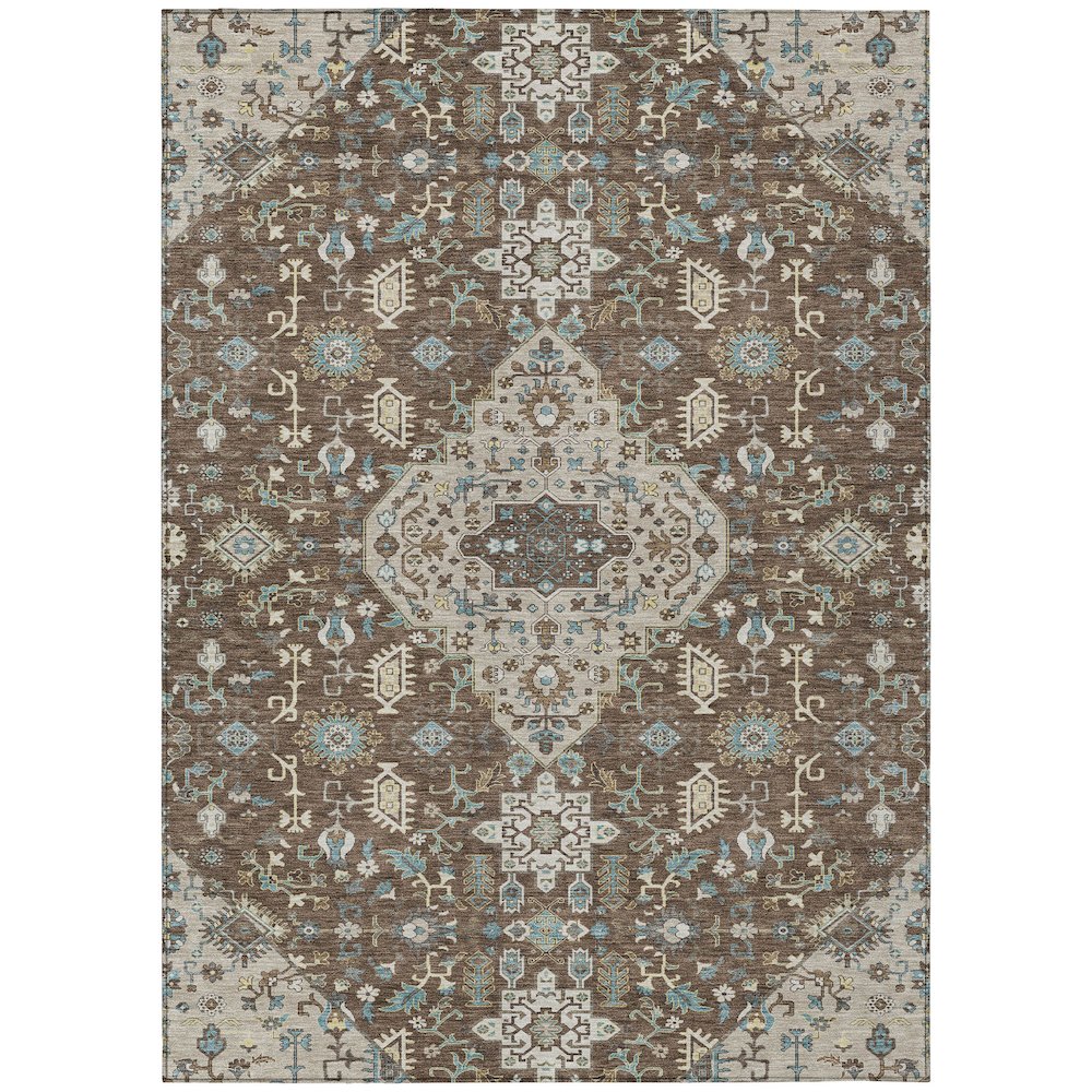Machine Washable Indoor/Outdoor Chantille ACN2714 Brown 2'6" x 3'10" Rug. Picture 1