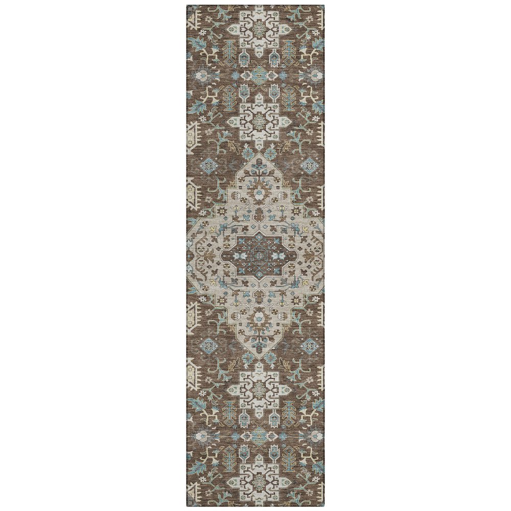Machine Washable Indoor/Outdoor Chantille ACN2714 Brown 2'3" x 7'6" Runner Rug. Picture 1