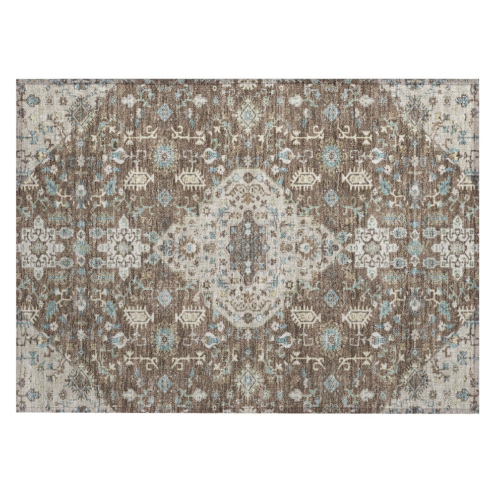 Machine Washable Indoor/Outdoor Chantille ACN2714 Brown 1'8" x 2'6" Rug. Picture 1