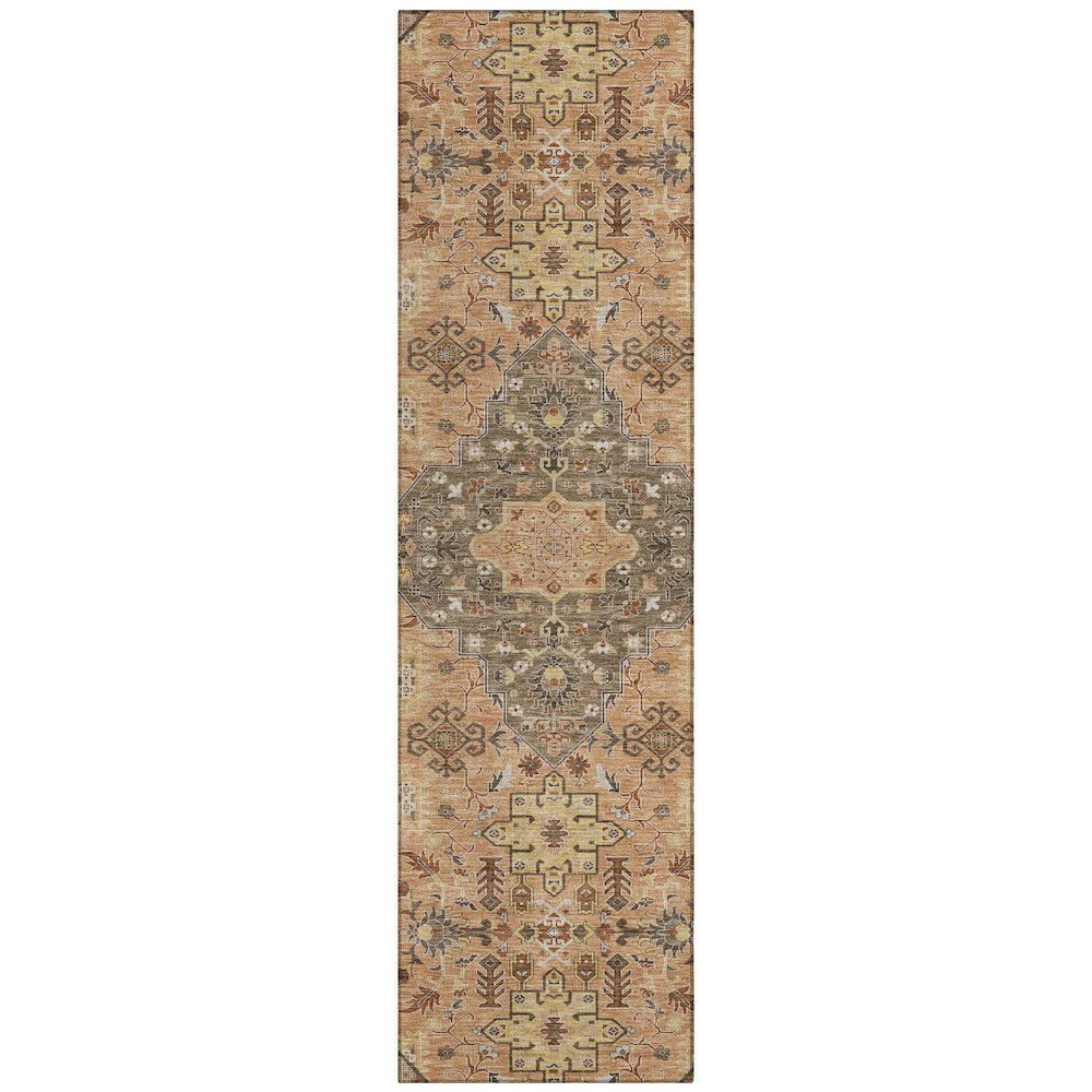 Machine Washable Indoor/Outdoor Chantille ACN2714 Orange 2'3" x 7'6" Runner Rug. Picture 1