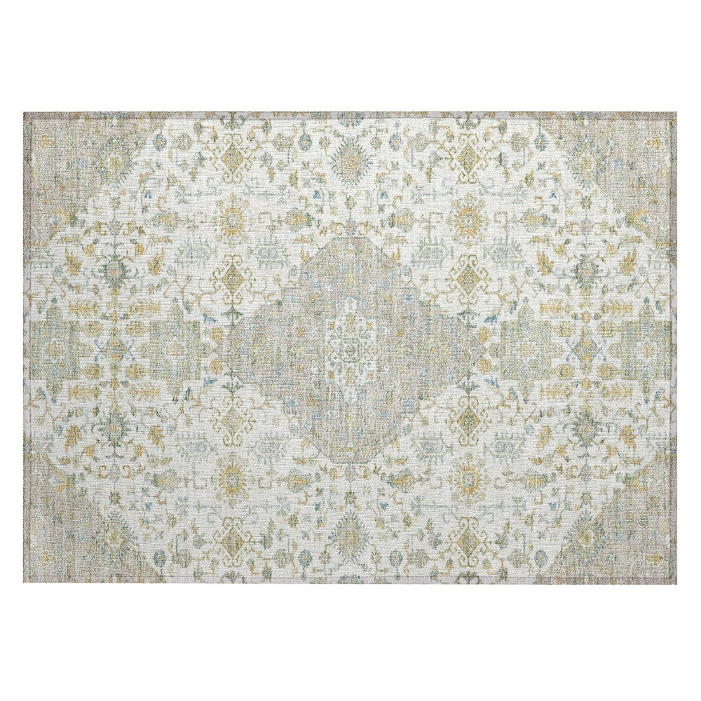 Machine Washable Indoor/Outdoor Chantille ACN2714 Ivory 1'8" x 2'6" Rug. Picture 1