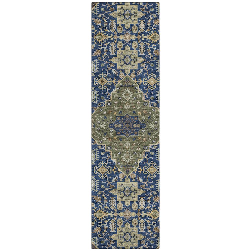 Machine Washable Indoor/Outdoor Chantille ACN2714 Blue 2'3" x 7'6" Runner Rug. Picture 1