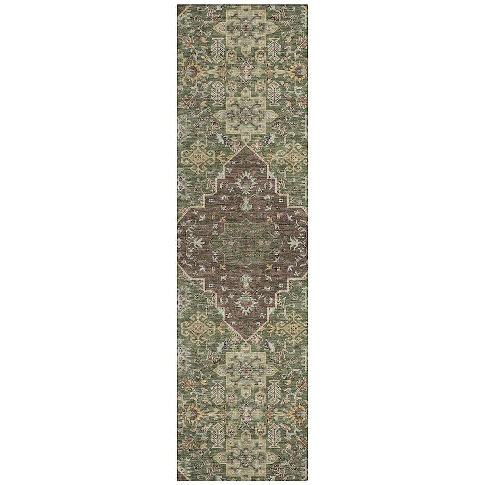 Machine Washable Indoor/Outdoor Chantille ACN2714 Green 2'3" x 7'6" Runner Rug. Picture 1