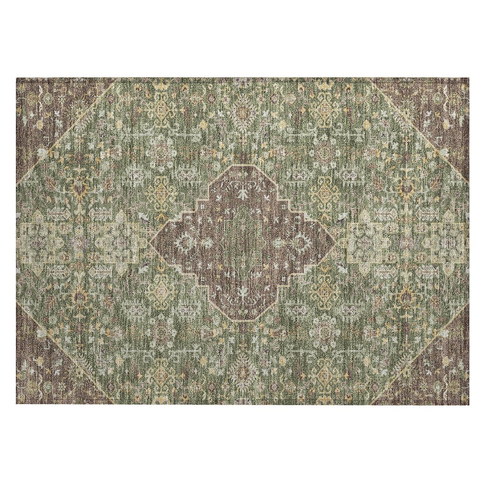 Machine Washable Indoor/Outdoor Chantille ACN2714 Green 1'8" x 2'6" Rug. Picture 1