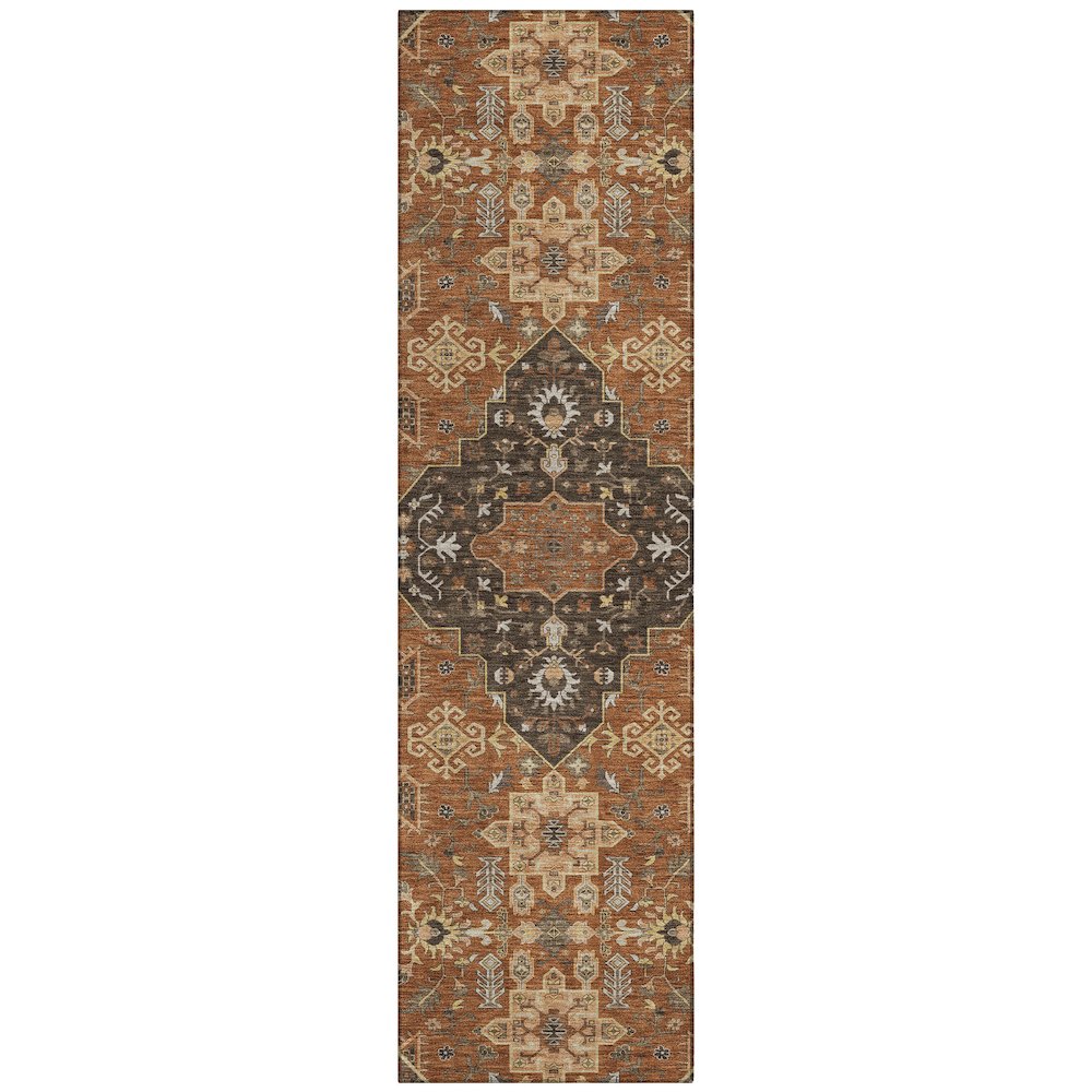 Machine Washable Indoor/Outdoor Chantille ACN2714 Orange 2'3" x 7'6" Runner Rug. Picture 1