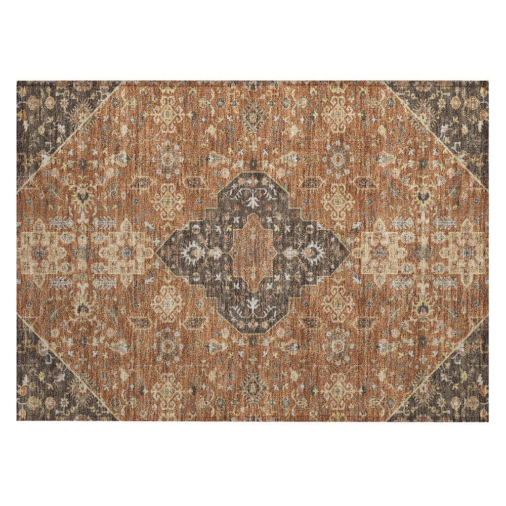 Machine Washable Indoor/Outdoor Chantille ACN2714 Orange 1'8" x 2'6" Rug. Picture 1