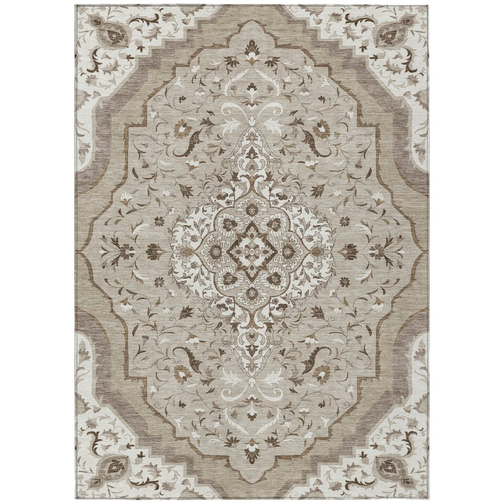 Machine Washable Indoor/Outdoor Chantille ACN2715 Brown 2'6" x 3'10" Rug. Picture 1