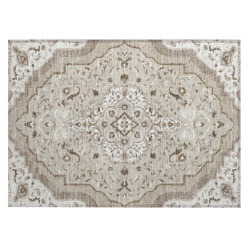 Machine Washable Indoor/Outdoor Chantille ACN2715 Brown 1'8" x 2'6" Rug. Picture 1