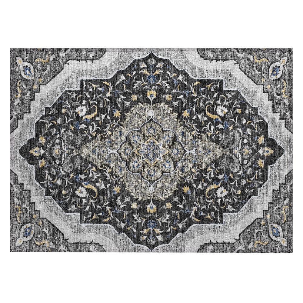 Machine Washable Indoor/Outdoor Chantille ACN2715 Black 1'8" x 2'6" Rug. Picture 1