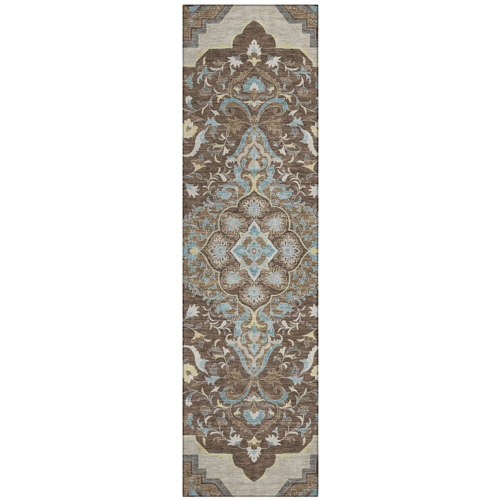 Machine Washable Indoor/Outdoor Chantille ACN2715 Brown 2'3" x 7'6" Runner Rug. Picture 1