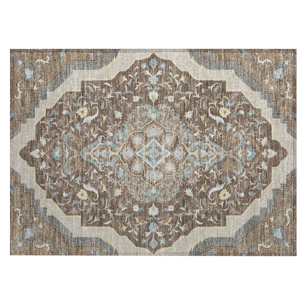 Machine Washable Indoor/Outdoor Chantille ACN2715 Brown 1'8" x 2'6" Rug. Picture 1