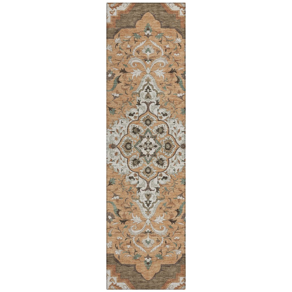 Machine Washable Indoor/Outdoor Chantille ACN2715 Orange 2'3" x 7'6" Runner Rug. Picture 1