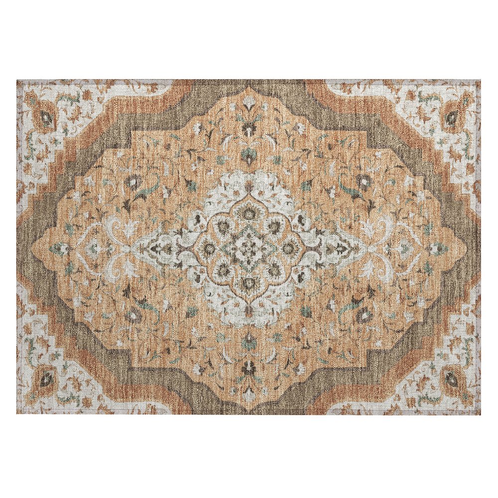 Machine Washable Indoor/Outdoor Chantille ACN2715 Orange 1'8" x 2'6" Rug. Picture 1