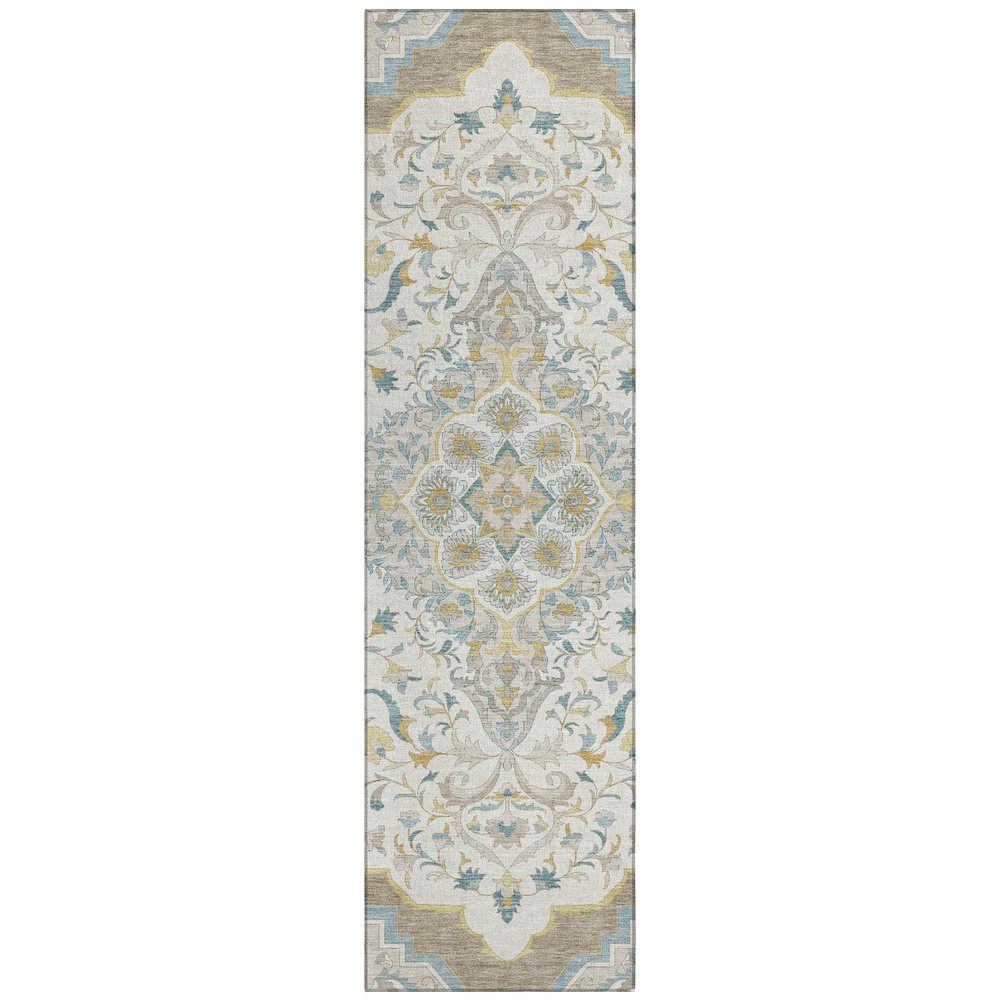 Machine Washable Indoor/Outdoor Chantille ACN2715 Ivory 2'3" x 7'6" Runner Rug. Picture 1