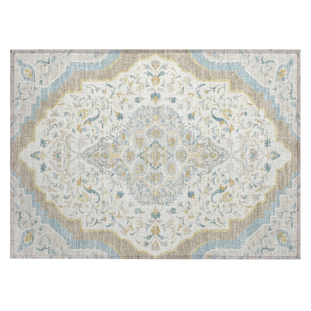 Machine Washable Indoor/Outdoor Chantille ACN2715 Ivory 1'8" x 2'6" Rug. Picture 1