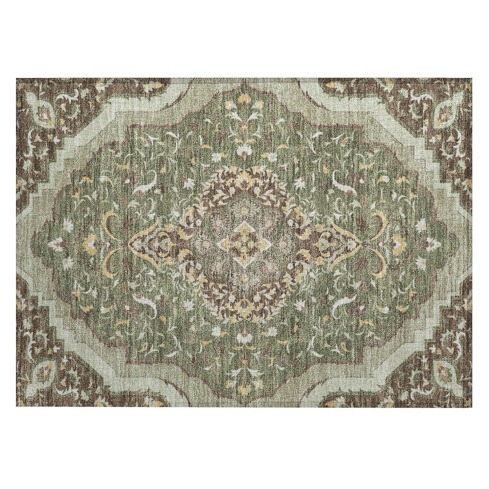 Machine Washable Indoor/Outdoor Chantille ACN2715 Green 1'8" x 2'6" Rug. Picture 1