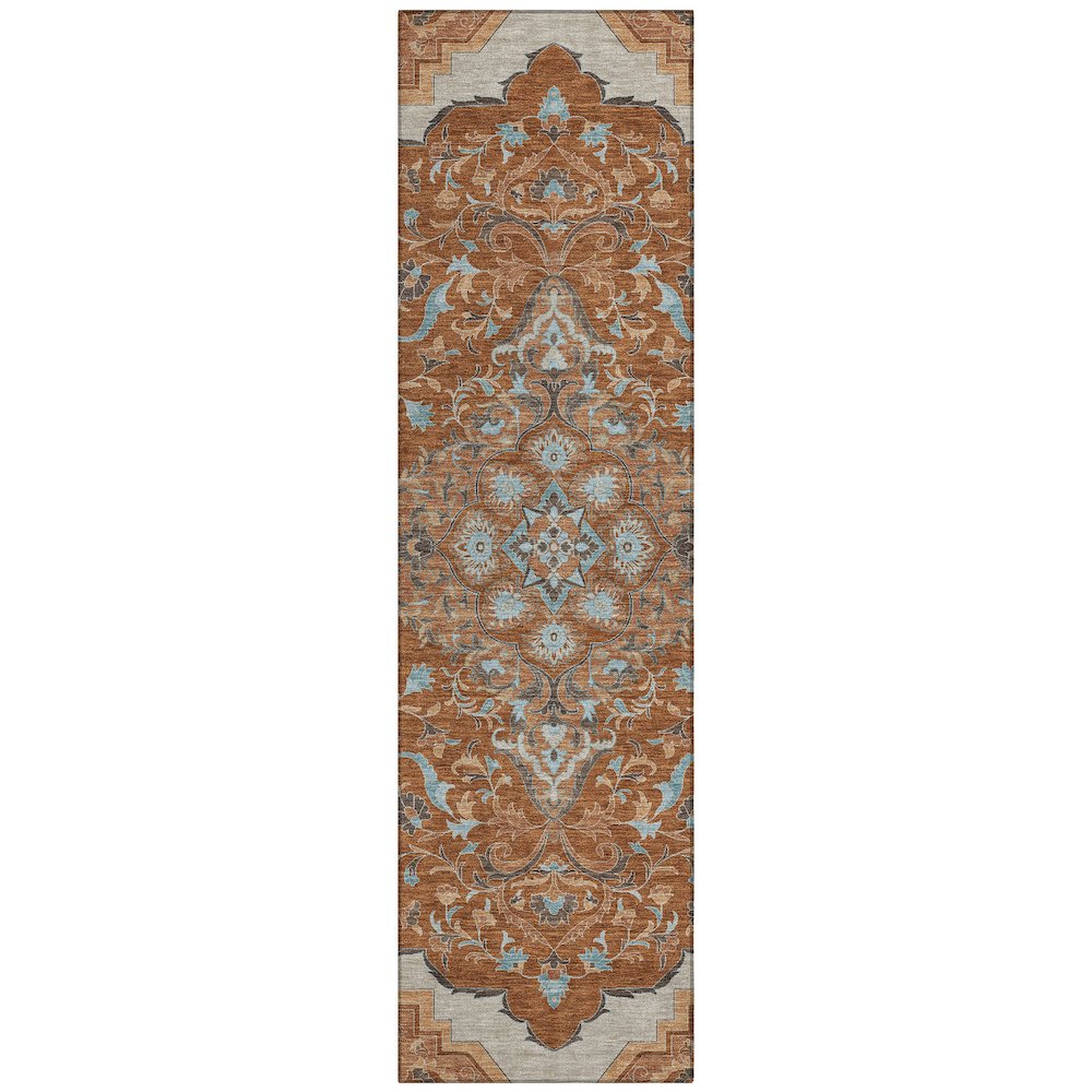 Machine Washable Indoor/Outdoor Chantille ACN2715 Orange 2'3" x 7'6" Runner Rug. Picture 1