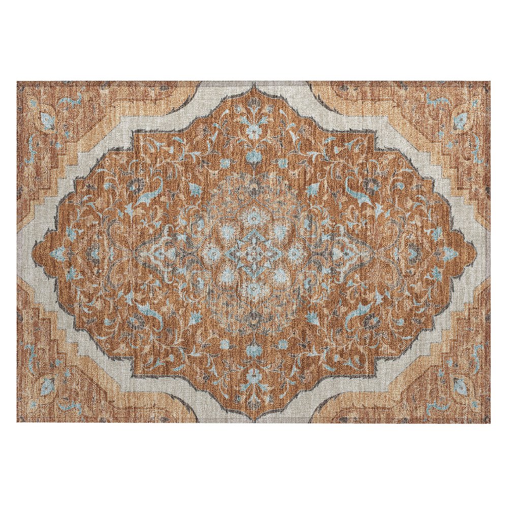 Machine Washable Indoor/Outdoor Chantille ACN2715 Orange 1'8" x 2'6" Rug. Picture 1