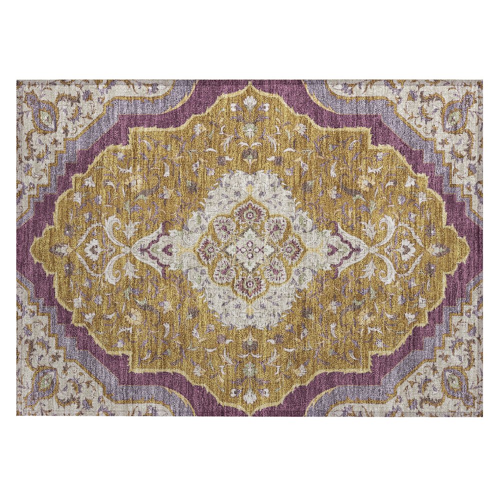 Machine Washable Indoor/Outdoor Chantille ACN2715 Gold 1'8" x 2'6" Rug. Picture 1