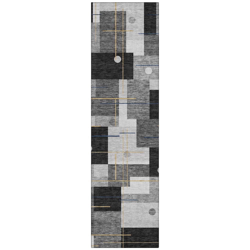 Machine Washable Indoor/Outdoor Chantille ACN2716 Black 2'3" x 7'6" Runner Rug. Picture 1