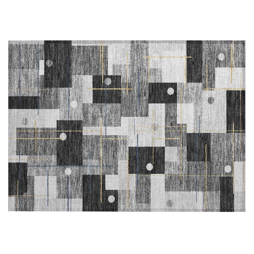 Machine Washable Indoor/Outdoor Chantille ACN2716 Black 1'8" x 2'6" Rug. Picture 1