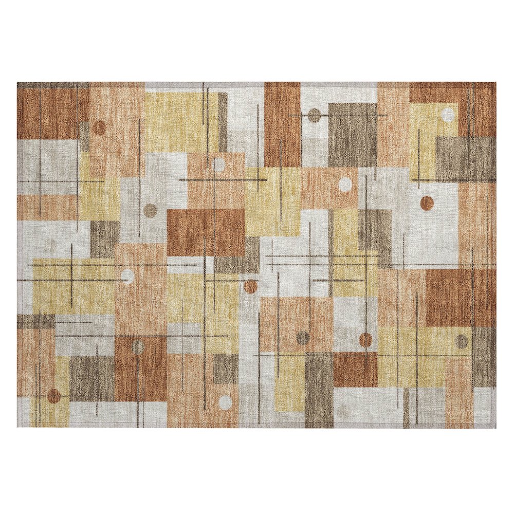 Machine Washable Indoor/Outdoor Chantille ACN2716 Orange 1'8" x 2'6" Rug. Picture 1