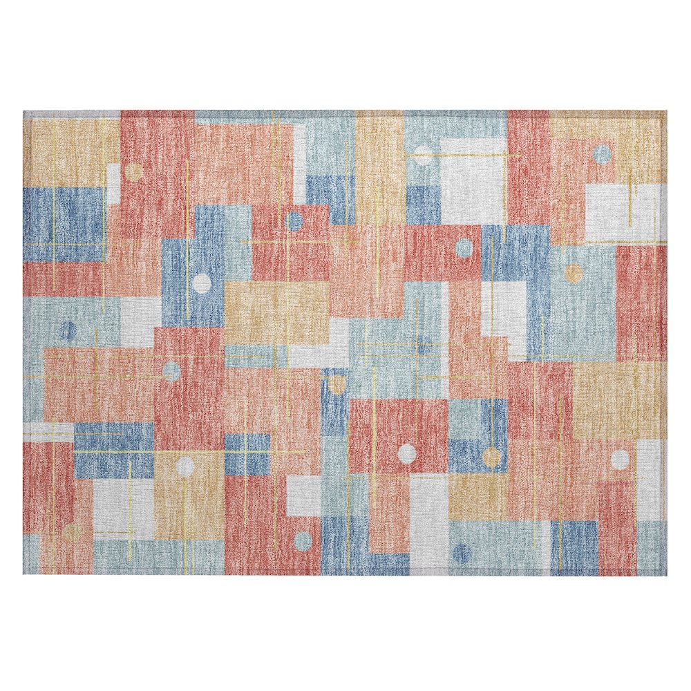 Machine Washable Indoor/Outdoor Chantille ACN2716 Orange 1'8" x 2'6" Rug. Picture 1