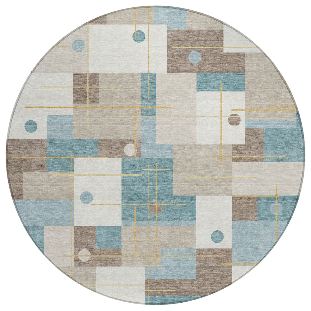Machine Washable Indoor/Outdoor Chantille ACN2716 Ivory 8' x 8' Round Rug. Picture 1