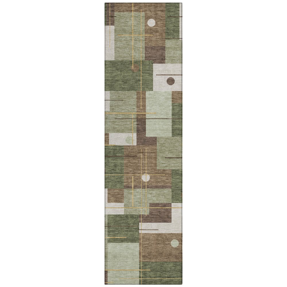 Machine Washable Indoor/Outdoor Chantille ACN2716 Green 2'3" x 7'6" Runner Rug. Picture 1