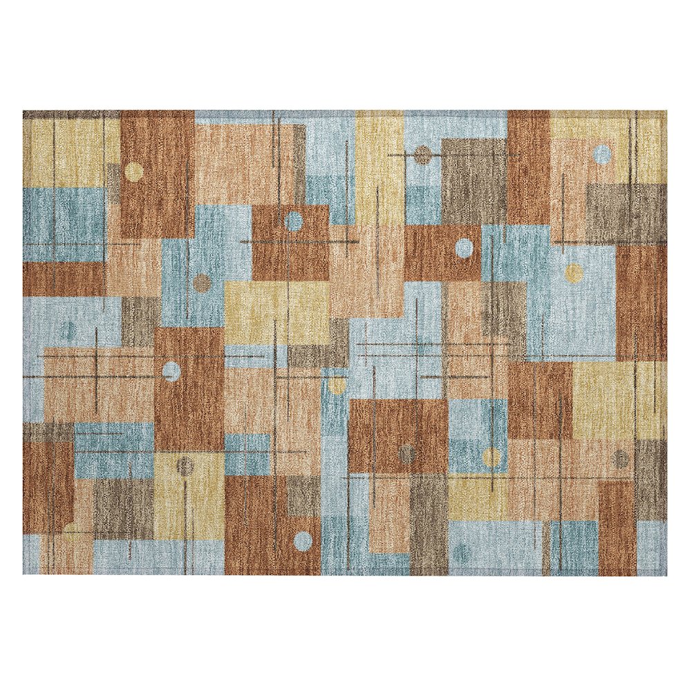 Machine Washable Indoor/Outdoor Chantille ACN2716 Orange 1'8" x 2'6" Rug. Picture 1